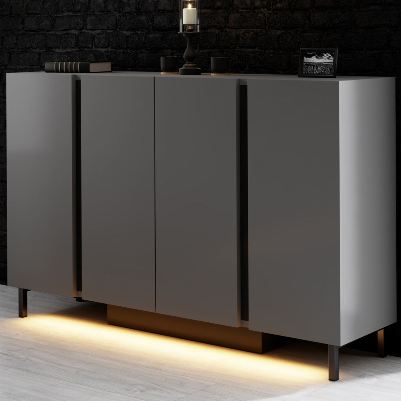 Consola, Hanah Home, Paris, 127x80x32 cm, Antracit - imagine 7